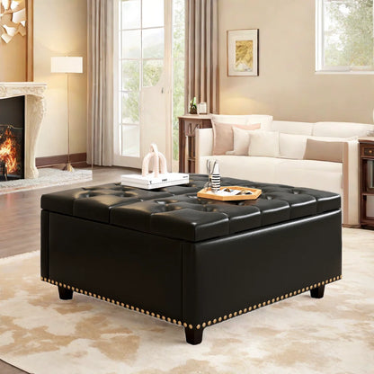 Leather Lift Top Coffee Table with Storage Space