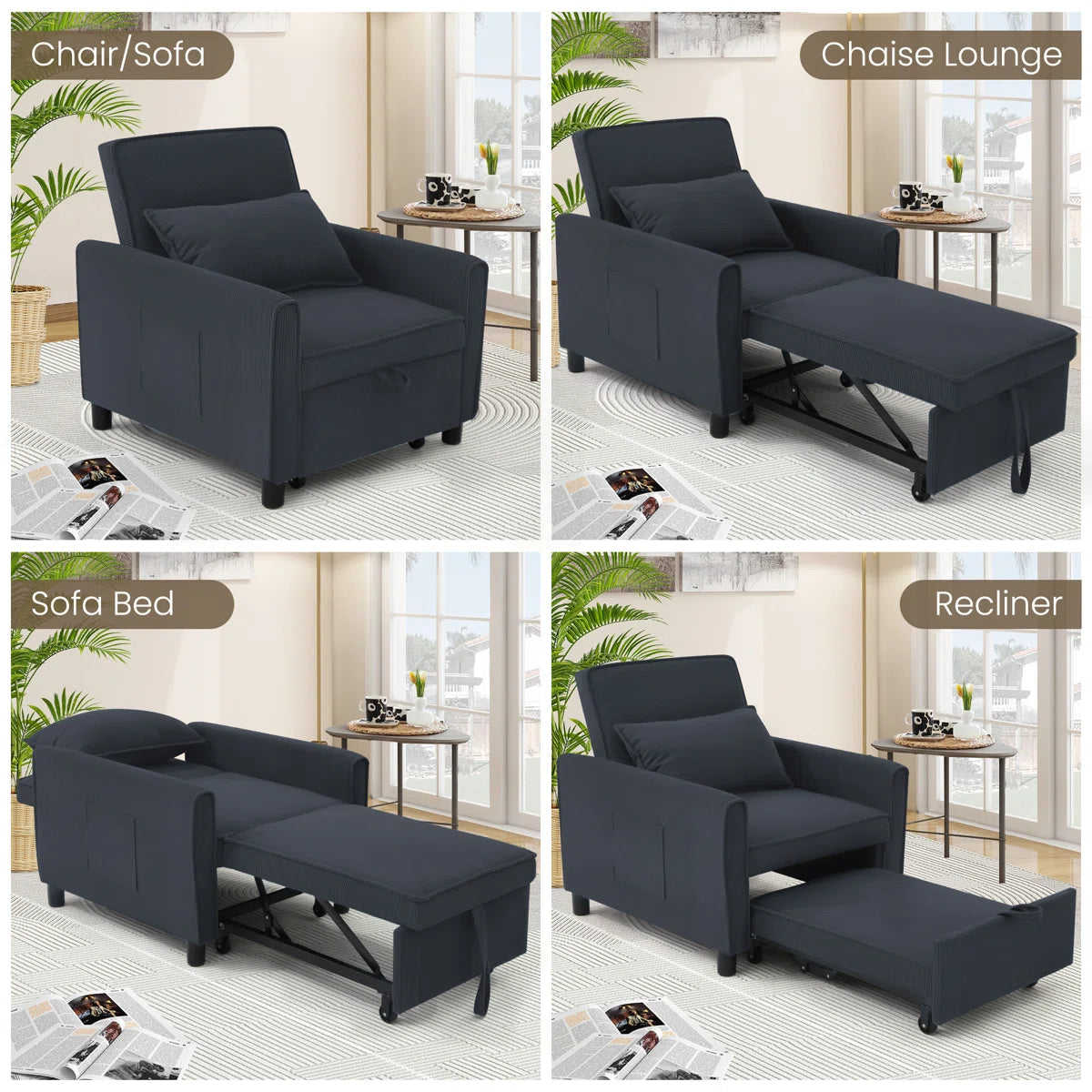 Robscott 30.3'' Corduroy Reclining Sleeper Sofa