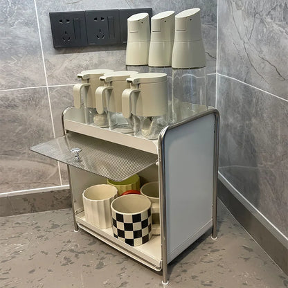 Metal Pull-Out Kitchen Organizer with Sliding Door