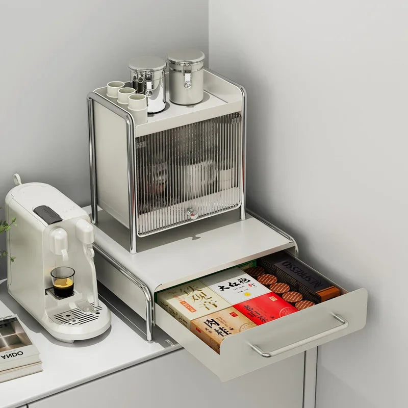 Metal Pull-Out Kitchen Organizer with Sliding Door