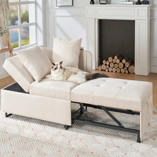 Sofa Bed 3-In-1 Convertible Sleeper And Chair With Adjustable Backrest