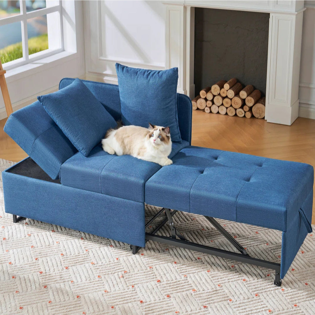 Sofa Bed 3-In-1 Convertible Sleeper And Chair With Adjustable Back