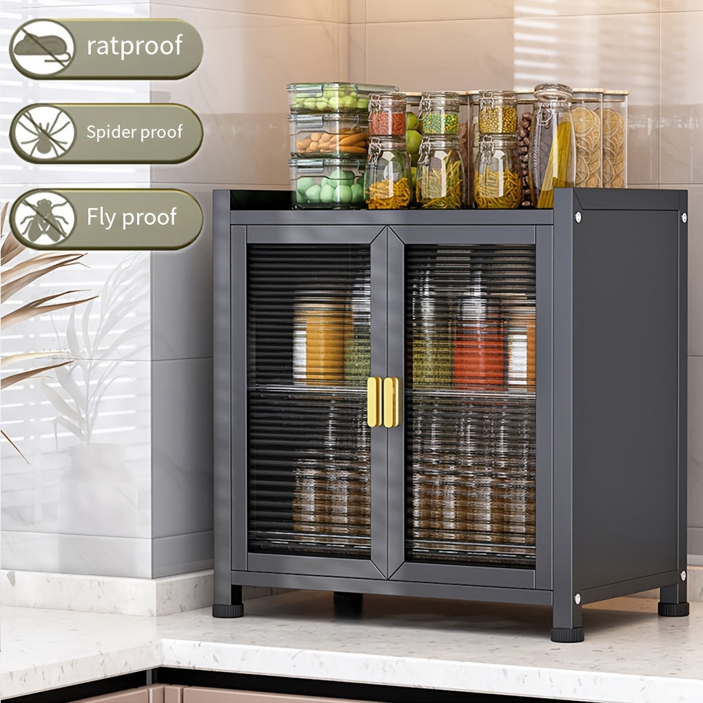 Kitchen Storage Cabinet with Transparent Glass Doors