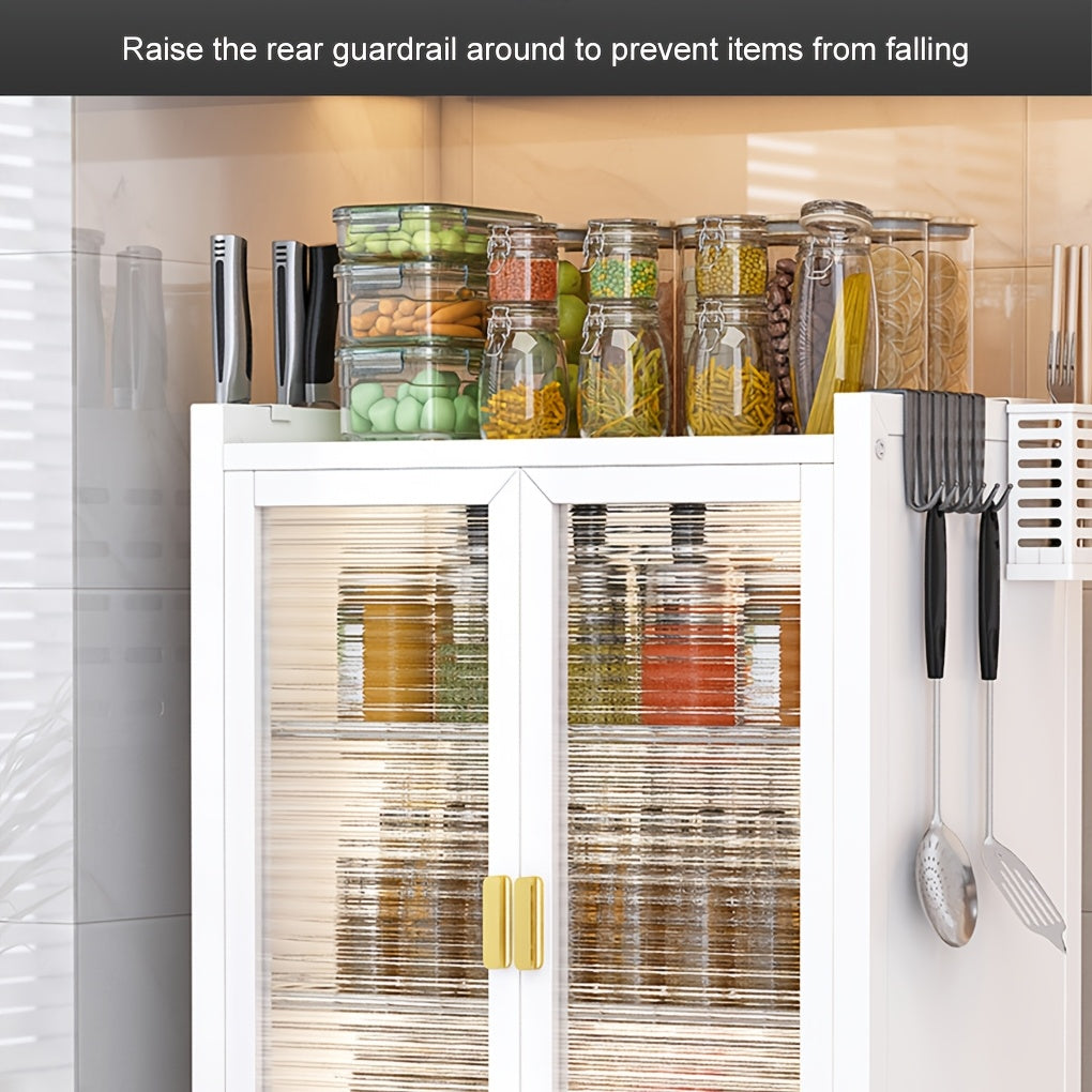 Kitchen Storage Cabinet with Transparent Glass Doors