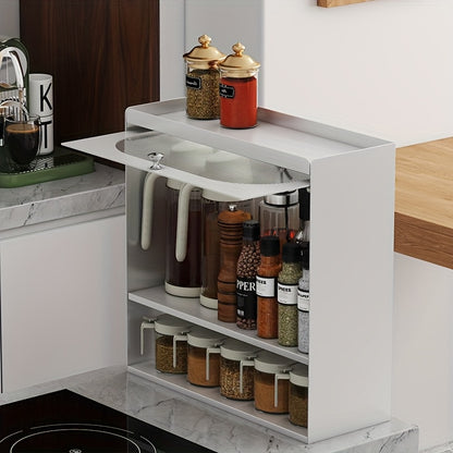 Metal White Kitchen Storage Cabinet Organizer with Drop Door