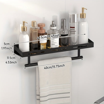 Stainless Steel Multifunctional Wall-Mounted Storage Rack with Towel Bar