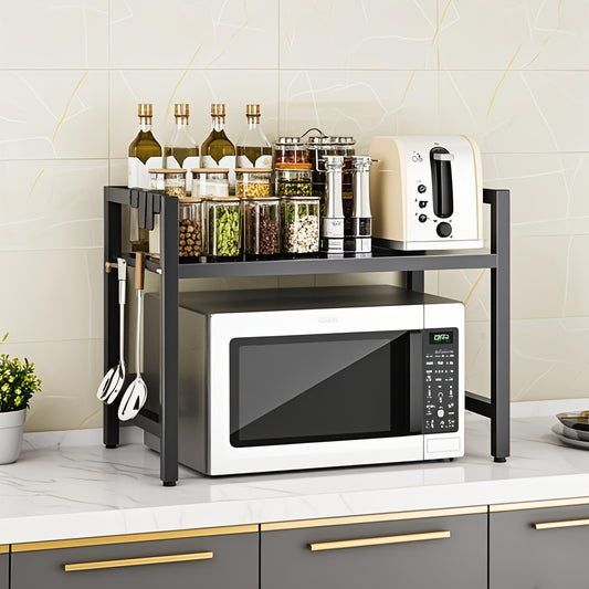 Expandable Microwave Stand 2-Tier with Utensil Holder
