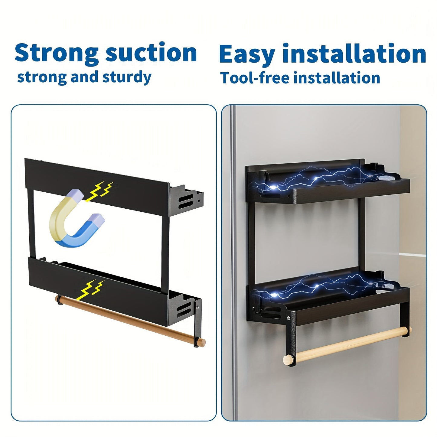 Magnetic kitchen Rack With Hooks