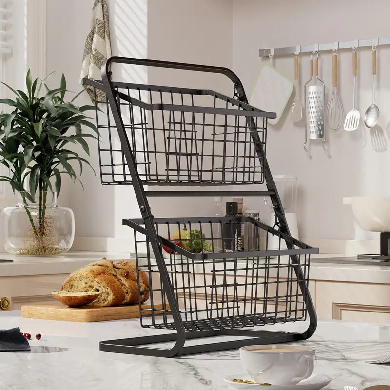 Metal Storage Basket for Kitchen, Bathroom And Home Decoration