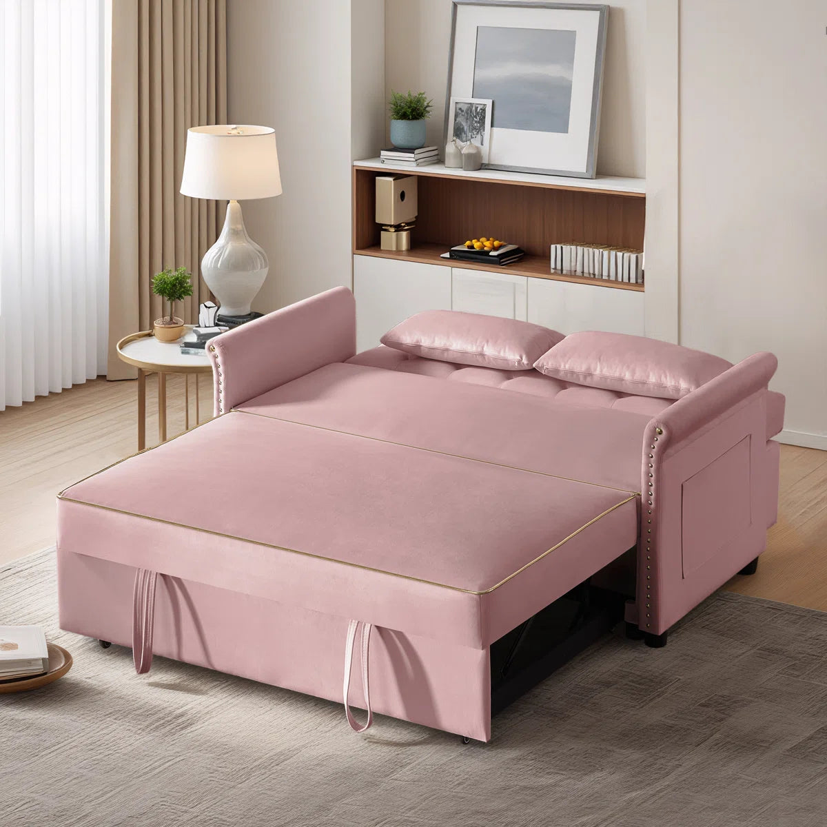 Latitude Run 57.5" Modern Velvet Sleeper Sofa Bed