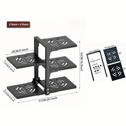 Kitchen Organizer Rack for Pots and Pans, Multi-Layer Adjustable Tiered Shelf