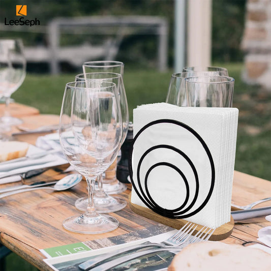 Black Rings Napkin Holder