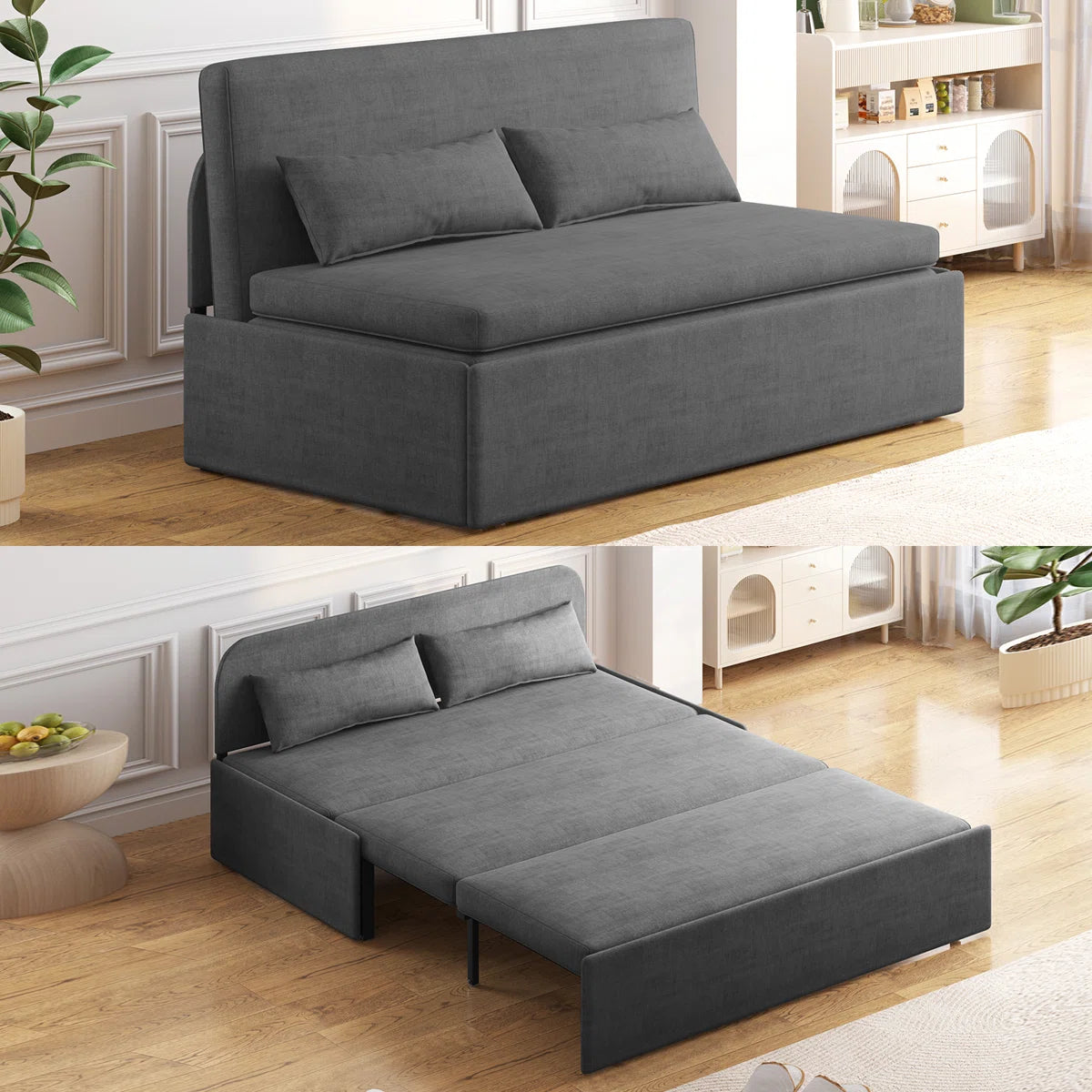 Pull Out Sofa Bed, 2-in-1 Modern Convertible Sleeper Sofa Couch, Twin Size