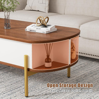 40" Oval Lift Top Coffee Table with Metallic Golden Legs