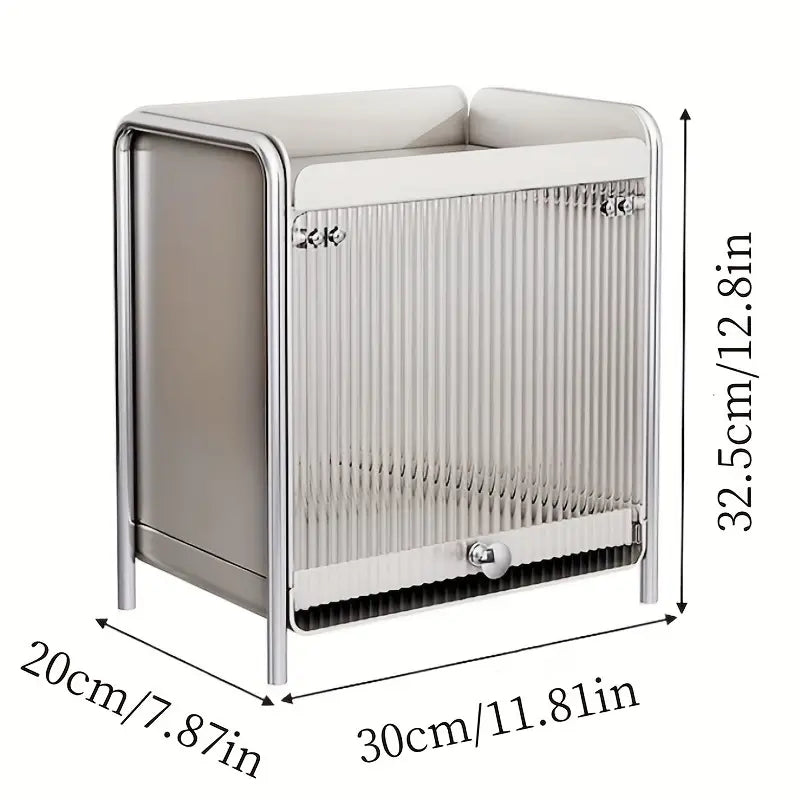 Metal Pull-Out Kitchen Organizer with Sliding Door
