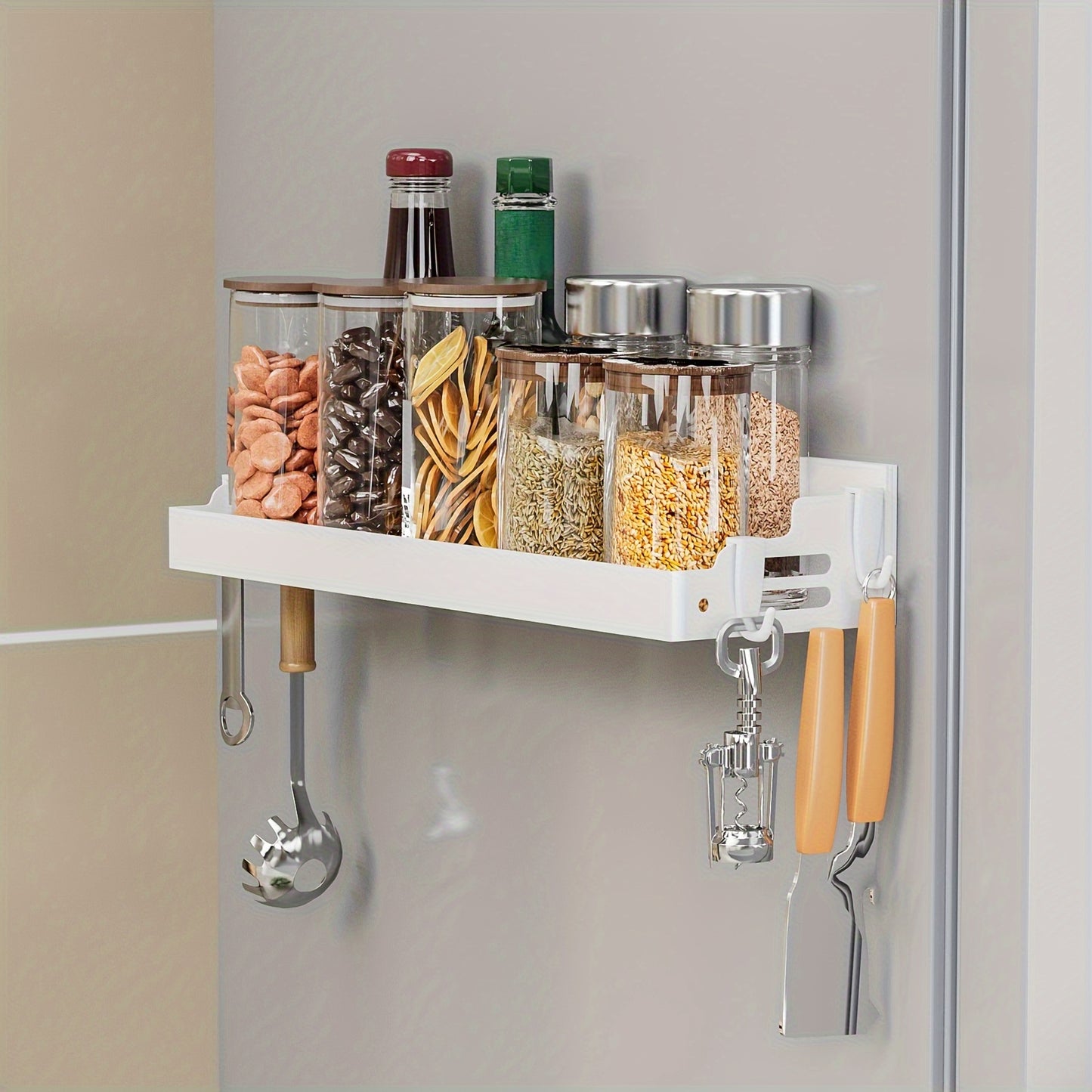 Magnetic kitchen Rack With Hooks