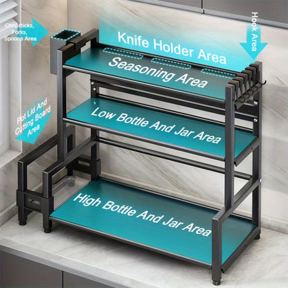 Kitchen Organizer Multi-Tier with Spice Rack, Knife & Utensil Holder