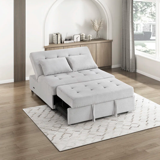 Armless Textured Sofa with Pull-Out Bed