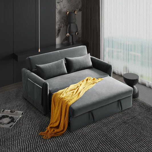 55'' Velvet Reclining Sleeper Sofa