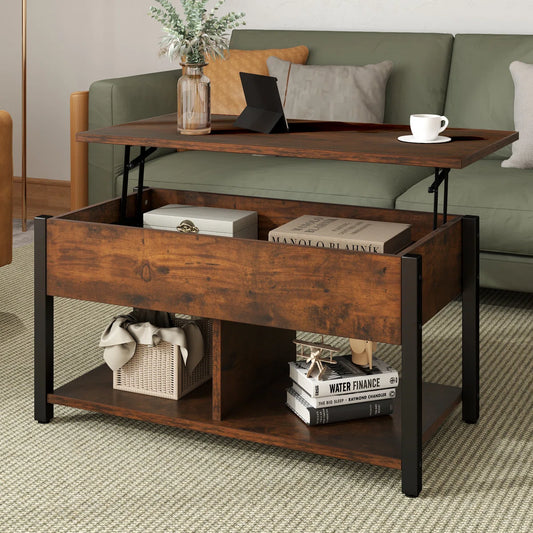 Lift Top Coffee Table With Metal Legs