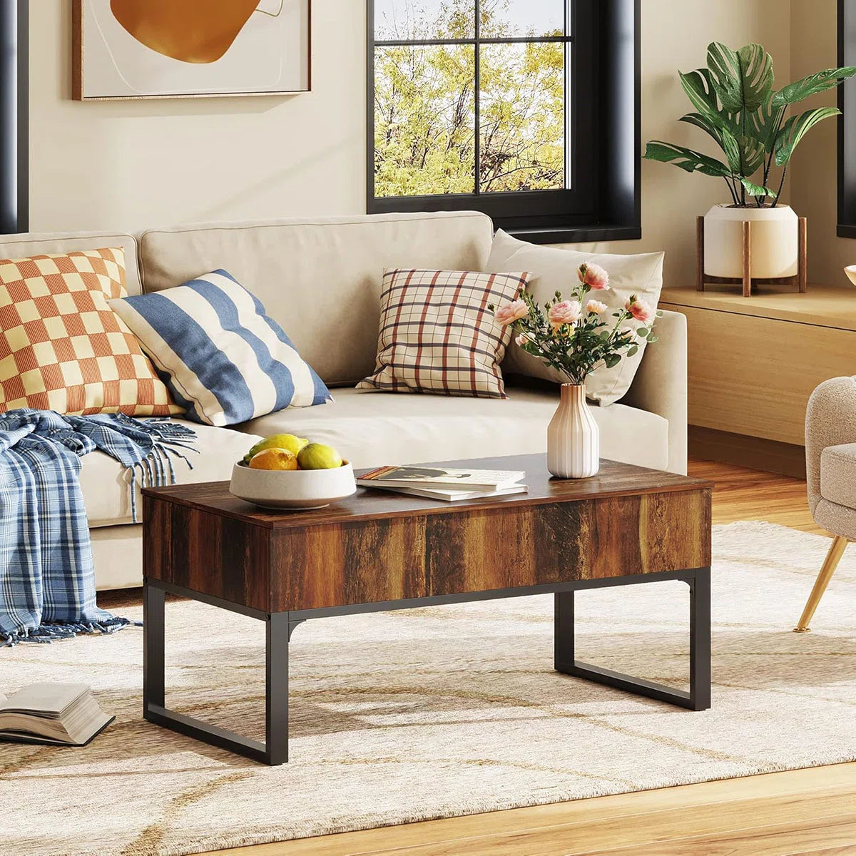 Lift And Sliding Top Coffee Table With Storage