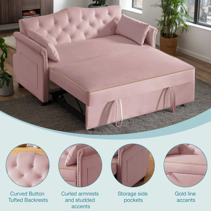 Latitude Run 57.5" Modern Velvet Sleeper Sofa Bed