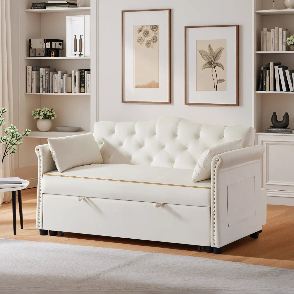 Latitude Wide 57.5" Modern Velvet Sleeper Sofa Bed