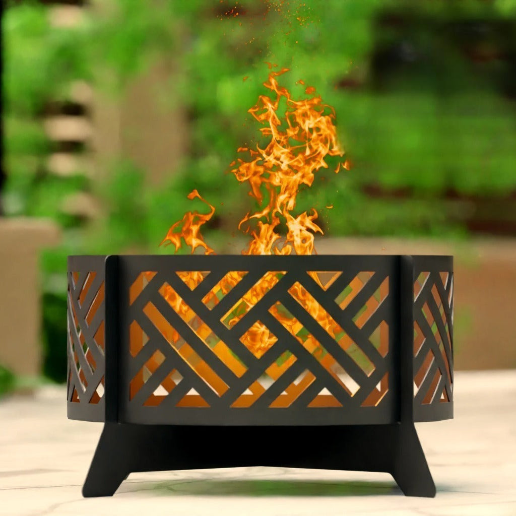 Decorative Round Geometrical Outdoor Fire Pit Fireplace