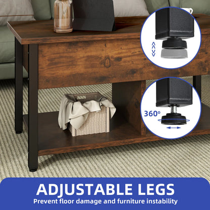 Lift Top Coffee Table With Metal Legs