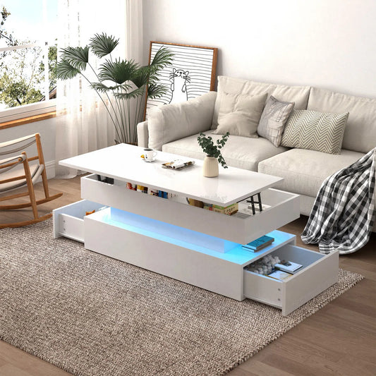 Three-Tier Coffee Table With Drawers