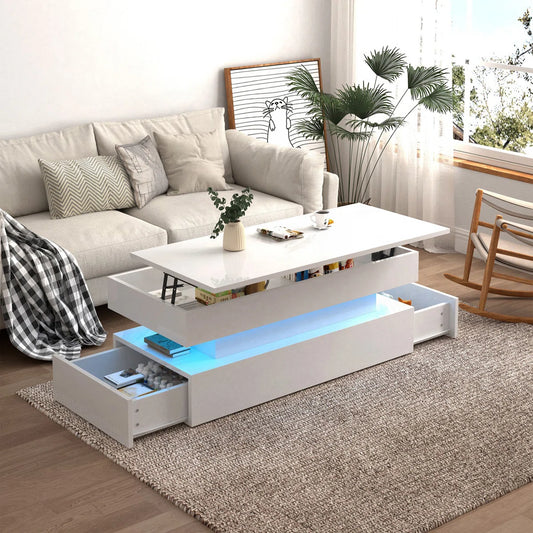 Three-Tier Coffee Table With Drawers