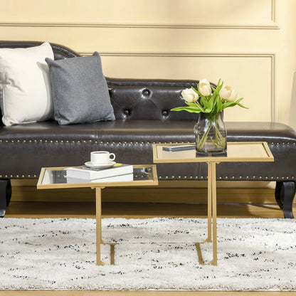 Glass Coffee Table With 2 Square Tabletops
