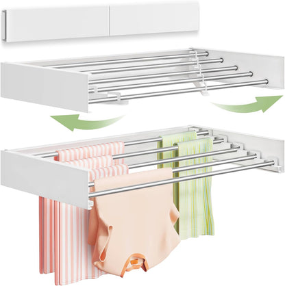 Wall Mounted Foldable Clothes Drying Rack 30.25", Foldable Towel Rack