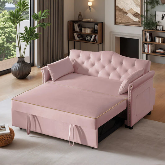 Latitude Run 57.5" Modern Velvet Sleeper Sofa Bed