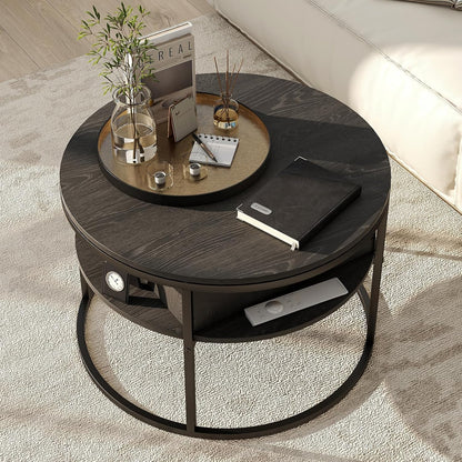 Round Top Lift Coffee Table with Prime Metal Frame