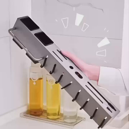 Kitchen Organizer Rack Wall-Mounted with Hooks for Knives, Chopping Boards & Utensils