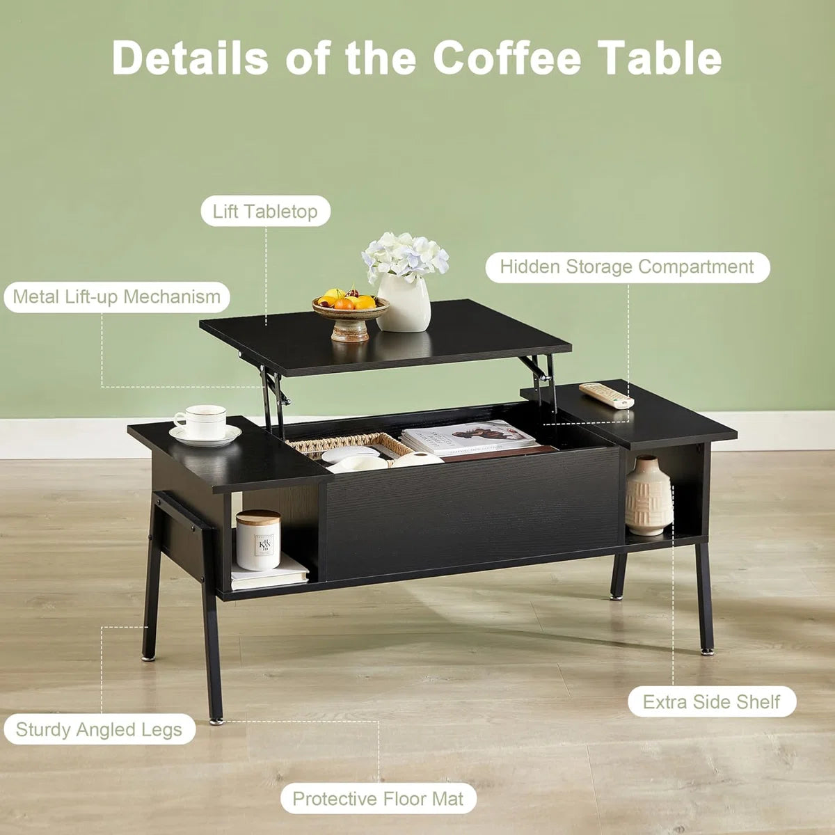 Lift Top Coffee Table With Storage Compartments