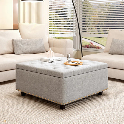 Leather Lift Top Coffee Table with Storage Space