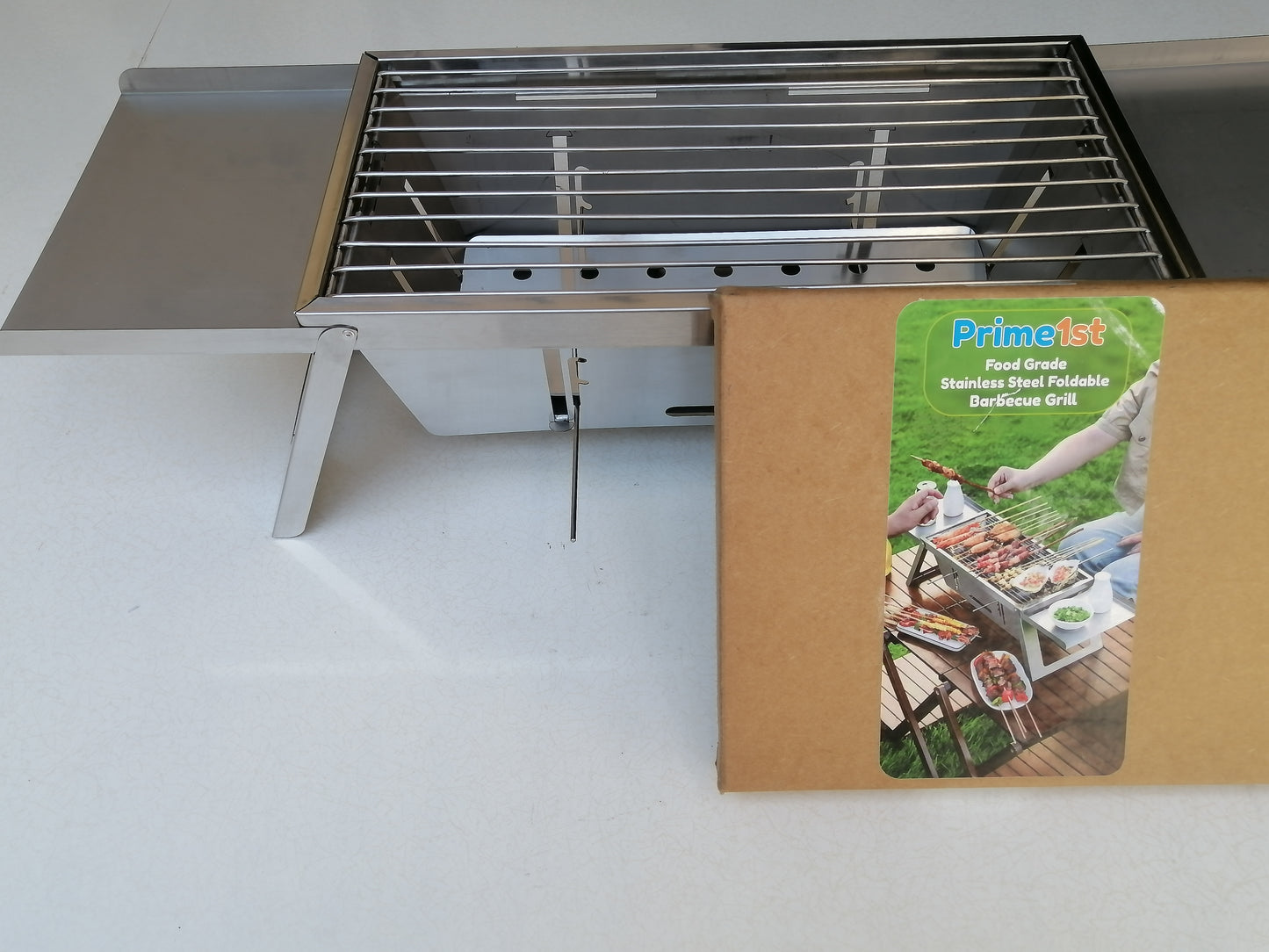 Stainless Steel Foldable Portable Camping Outdoor B.B.Q Grill With 6 Free Skewers