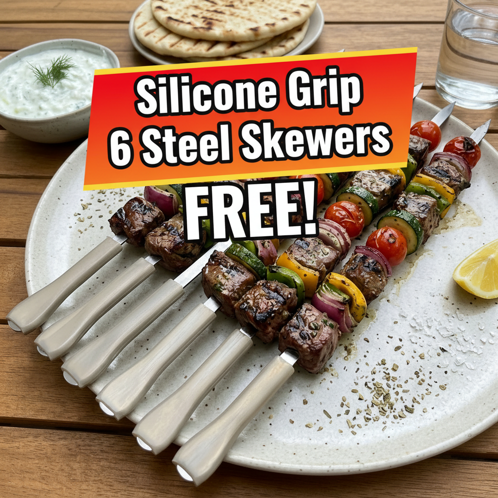 Stainless Steel Foldable Portable Camping Outdoor B.B.Q Grill With 6 Free Skewers