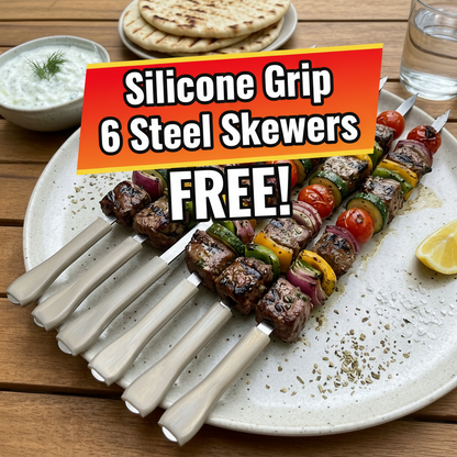 Stainless Steel Foldable Portable Camping Outdoor B.B.Q Grill With 6 Free Skewers