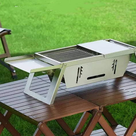 Stainless Steel Foldable Portable Camping Outdoor B.B.Q Grill With 6 Free Skewers