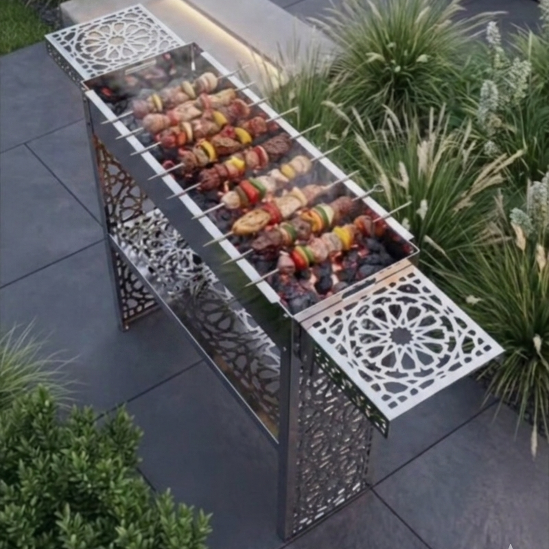 Elegant Garden and Backyard and Large Grill with 12 Skewers
