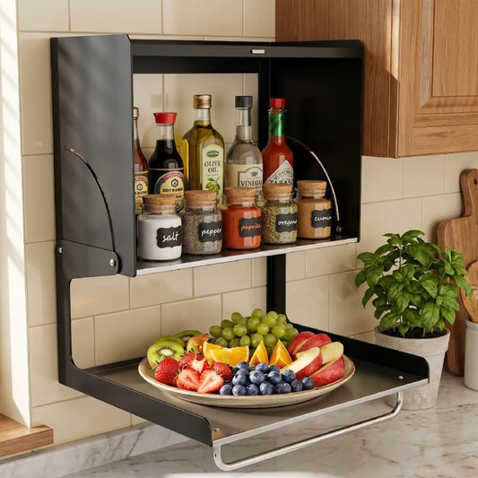 Wall Mount Metal Kitchen Souce and Spice Storage Cabinet Organizer