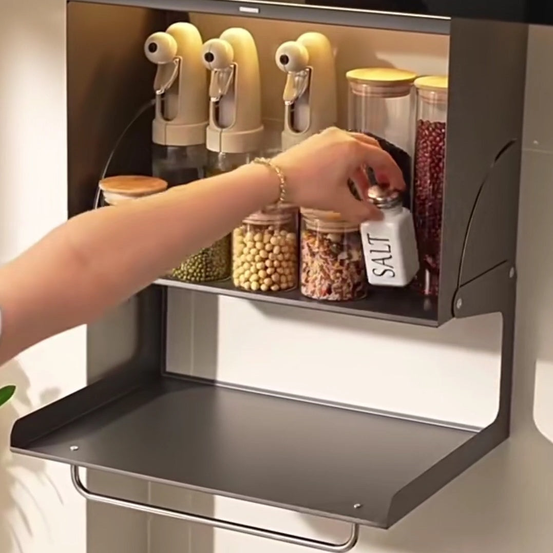 Wall Mount Metal Kitchen Souce and Spice Storage Cabinet Organizer
