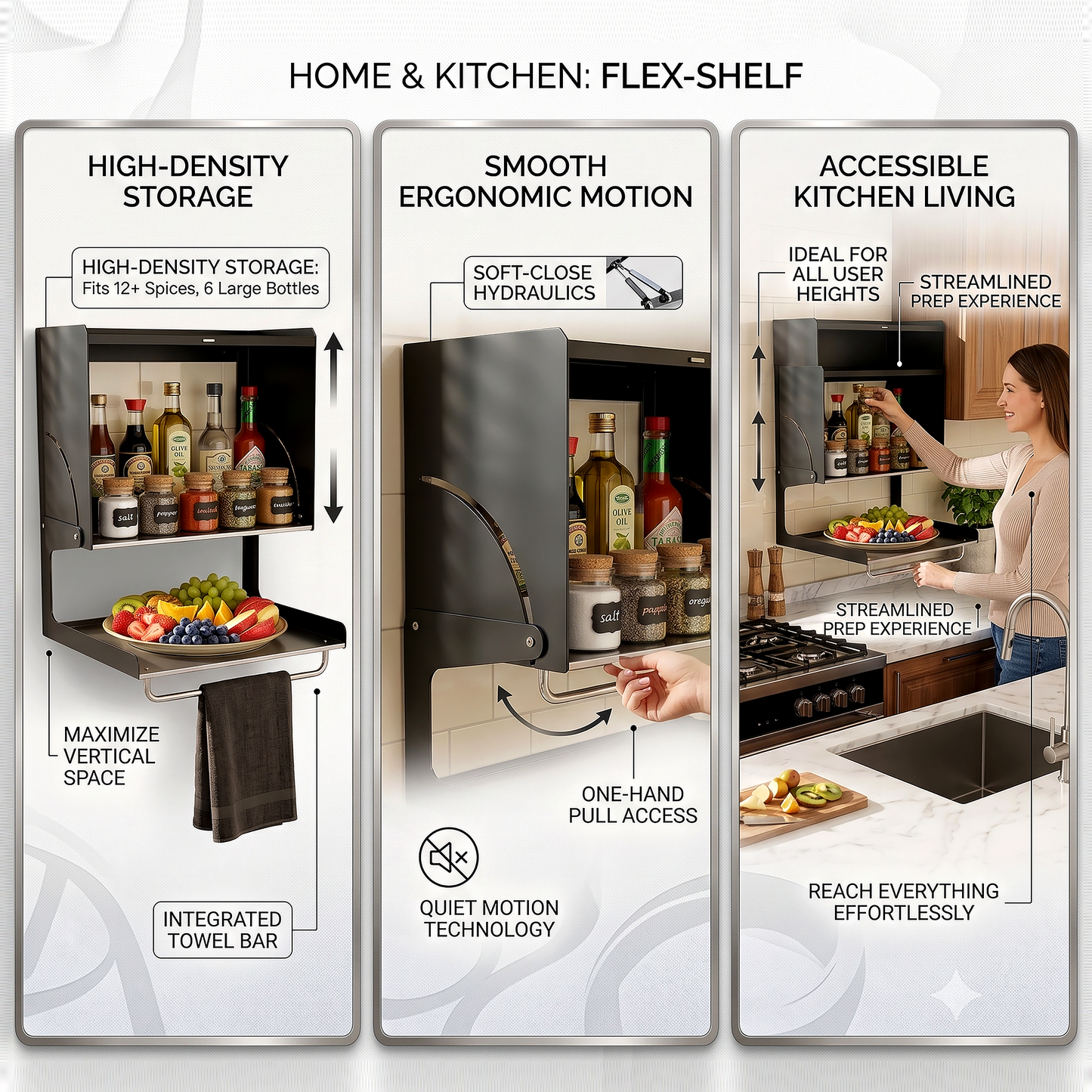 Multipurpose Metal Wall Mount Kitchen Cabinet Storage Organizer