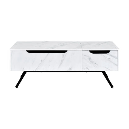 White Faux Marble Grain Coffee Table