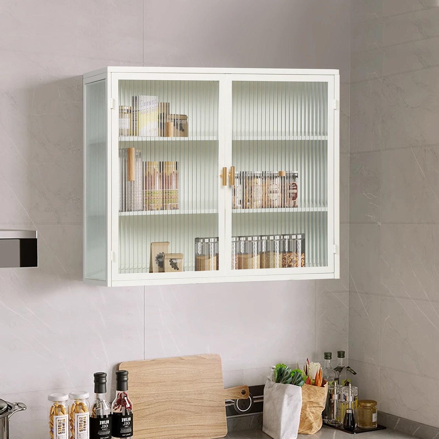 Kitchen Storage White Wall Mounted Cabinet