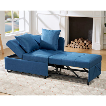Sofa Bed 3-In-1 Convertible Sleeper And Chair With Adjustable Back