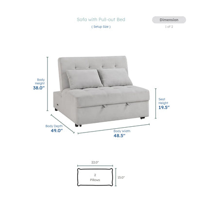 Armless Textured Sofa with Pull-Out Bed